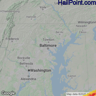 Hail Map for Baltimore, MD Region on September 13, 2022 