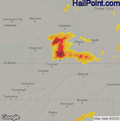 Hail Map for Liberal, KS Region on September 15, 2022