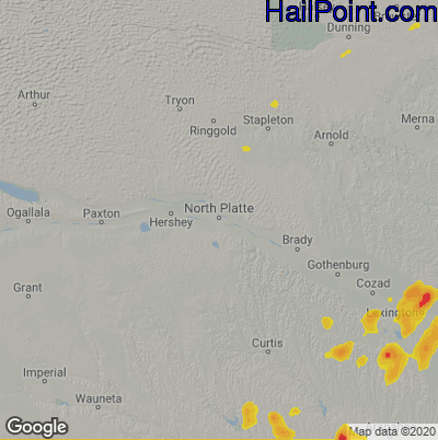 Hail Map for North Platte, NE Region on September 15, 2022