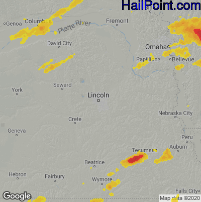 Hail Map for Lincoln, NE Region on September 17, 2022