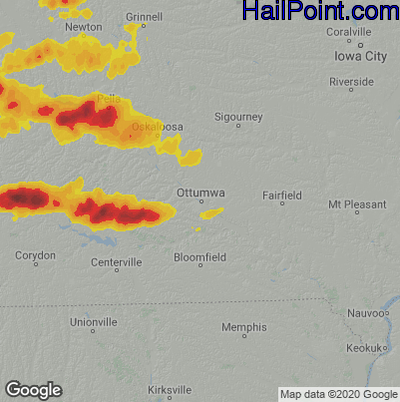 Hail Map for Ottumwa, IA Region on September 17, 2022