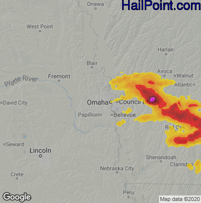 Hail Map for Omaha, NE Region on September 18, 2022