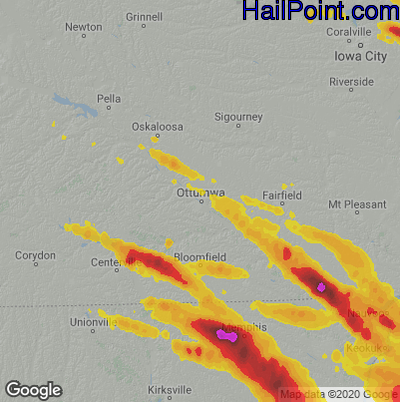 Hail Map for Ottumwa, IA Region on September 19, 2022
