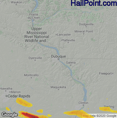 Hail Map for Dubuque, IA Region on September 19, 2022