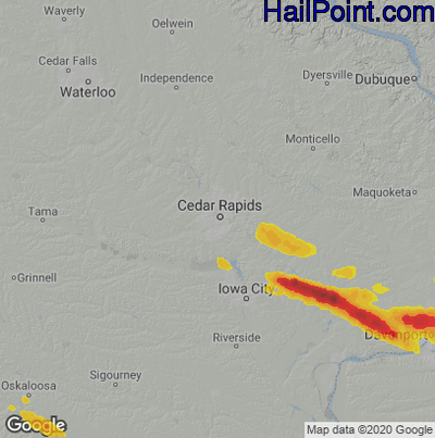 Hail Map for Cedar Rapids, IA Region on September 19, 2022 