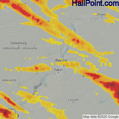 Hail Map for Peoria, IL Region on September 19, 2022 