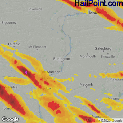 Hail Map for Burlington, IA Region on September 19, 2022 