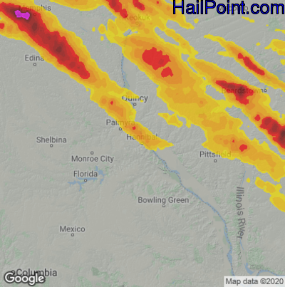 Hail Map for Hannibal, MO Region on September 19, 2022