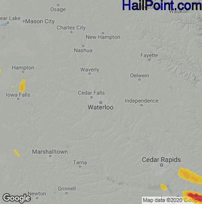 Hail Map for Waterloo, IA Region on September 19, 2022