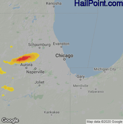 Hail Map for Chicago, IL Region on September 19, 2022