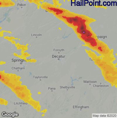 Hail Map for Decatur, IL Region on September 19, 2022 