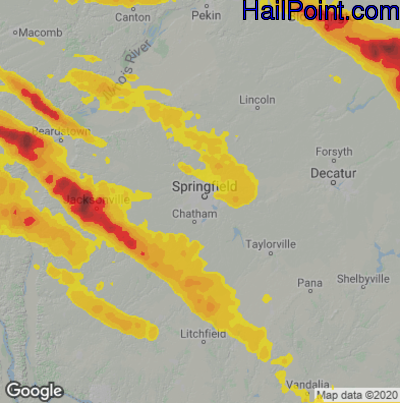 Hail Map for Springfield, IL Region on September 19, 2022 