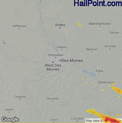 Hail Map for Des Moines, IA Region on September 19, 2022