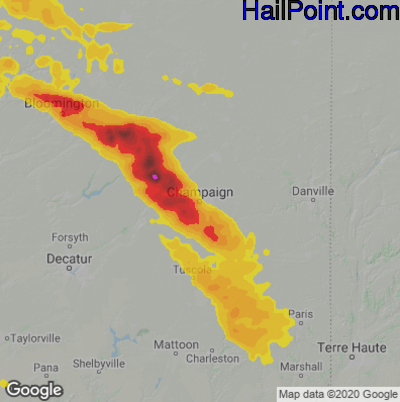 Hail Map for Champaign, IL Region on September 19, 2022 