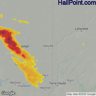 Hail Map for Danville, IL Region on September 19, 2022 