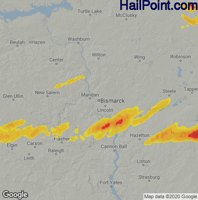 Hail Map for Bismark, ND Region on September 19, 2022 