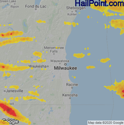 Hail Map for Milwaukee, WI Region on September 20, 2022
