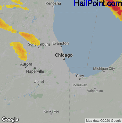 Hail Map for Chicago, IL Region on September 20, 2022 