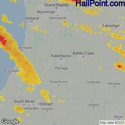 Hail Map for Kalamazoo, MI Region on September 20, 2022
