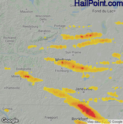 Hail Map for Madison, WI Region on September 20, 2022