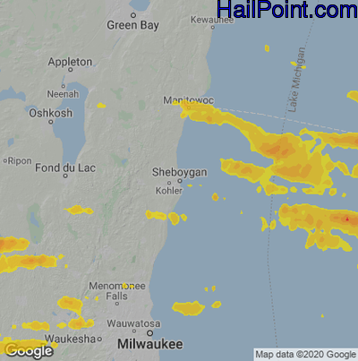 Hail Map for Sheboygan, WI Region on September 20, 2022