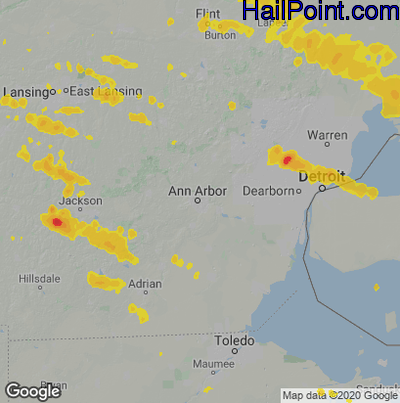 Hail Map for Ann Arbor, MI Region on September 20, 2022 