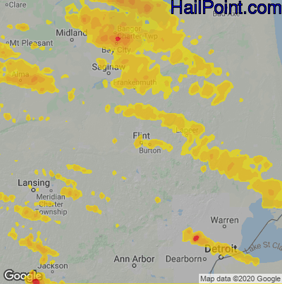 Hail Map for Flint, MI Region on September 20, 2022