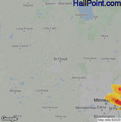 Hail Map for St Cloud, MN Region on September 21, 2022 
