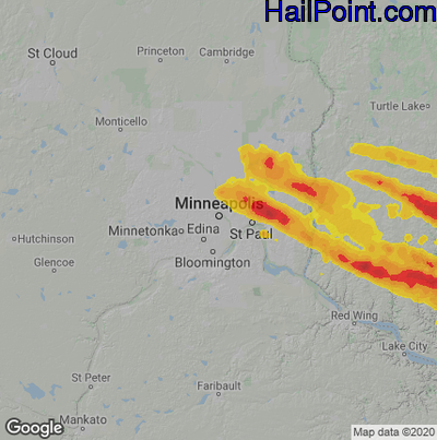 Hail Map for Minneapolis, MN Region on September 21, 2022 