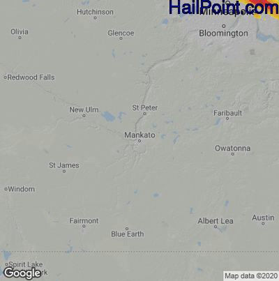 Hail Map for Mankato, MN Region on September 21, 2022 