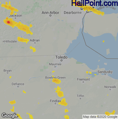 Hail Map for Toledo, OH Region on September 21, 2022