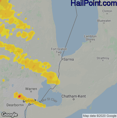 Hail Map for Port Huron, MI Region on September 21, 2022