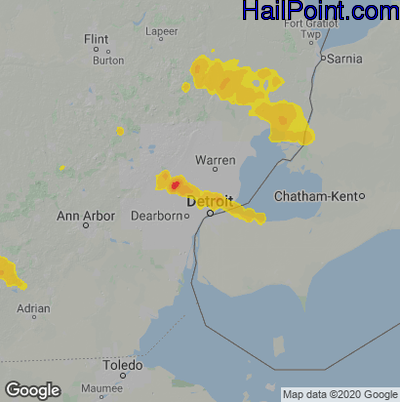 Hail Map for Detroit, MI Region on September 21, 2022 
