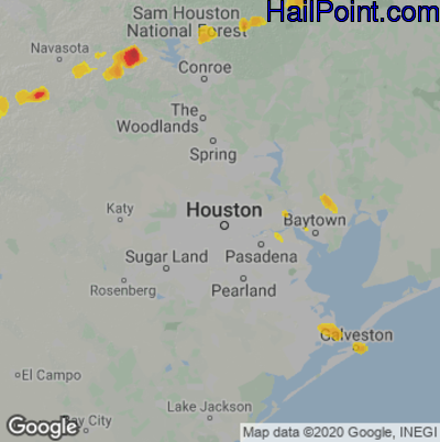 Hail Map for Houston, TX Region on September 25, 2022 