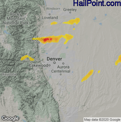Hail Map for Denver, CO Region on October 1, 2022 