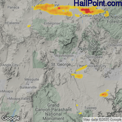 Hail Map for St. George, UT Region on October 2, 2022
