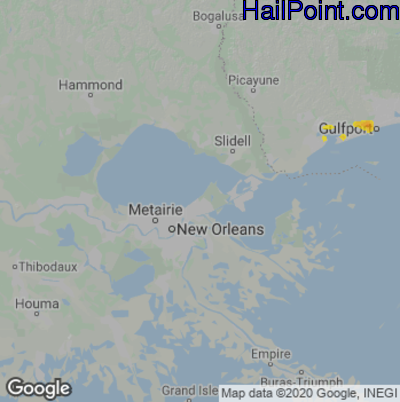 Hail Map for New Orleans, LA Region on October 5, 2022