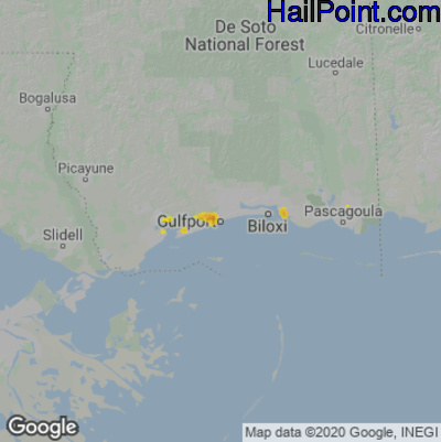 Hail Map for Gulfport, MS Region on October 5, 2022 