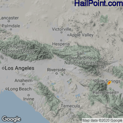 Hail Map for San Bernardino, CA Region on October 6, 2022