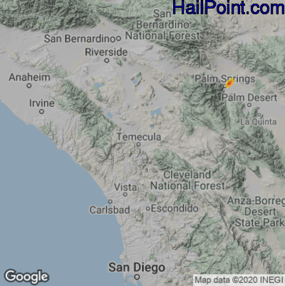 Hail Map for Temecula, CA Region on October 6, 2022