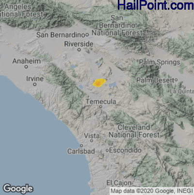 Hail Map for Murrieta, CA Region on October 8, 2022
