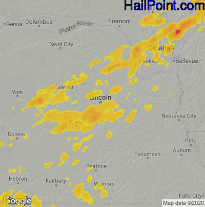 Hail Map for Lincoln, NE Region on October 12, 2022