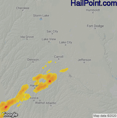 Hail Map for Carroll, IA Region on October 12, 2022