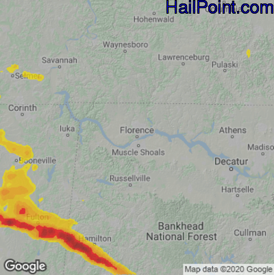 Hail Map for Florence, AL Region on October 12, 2022 
