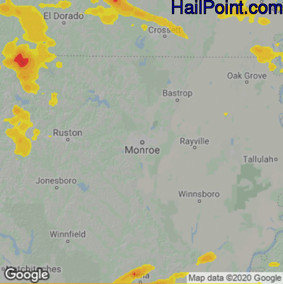 Hail Map for Monroe, LA Region on October 12, 2022