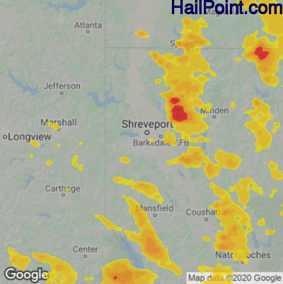 Hail Map for Shreveport, LA Region on October 13, 2022