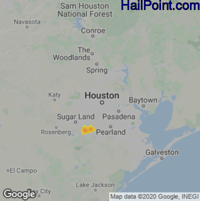 Hail Map for Houston, TX Region on October 14, 2022