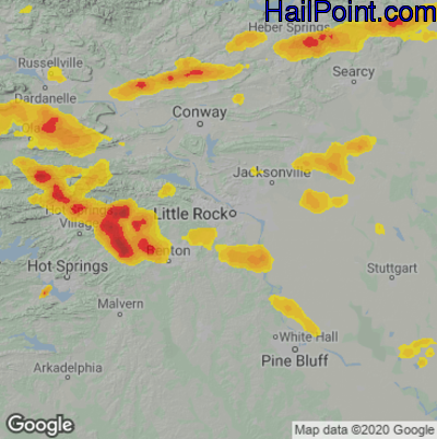 Hail Map for Little Rock, AR Region on October 15, 2022
