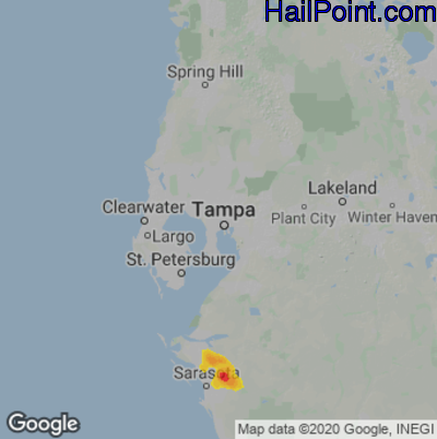 Hail Map for Tampa, FL Region on October 15, 2022