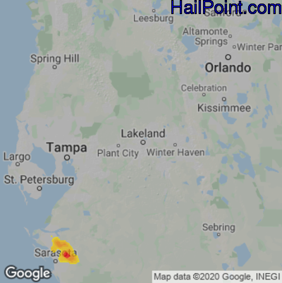Hail Map for Lakeland, FL Region on October 15, 2022